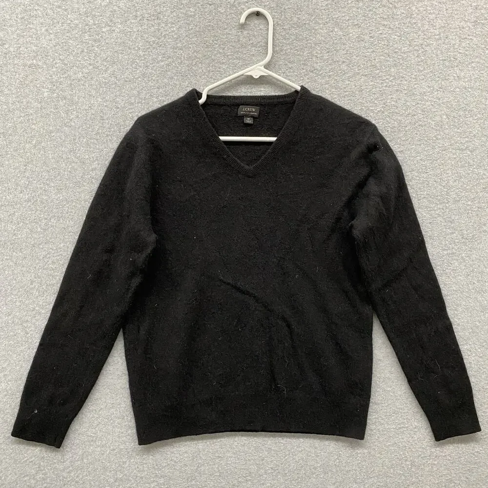 J.Crew 100% Cashmere Black V-Neck Sweater Men’s Medium Luxury Soft Classic Lux